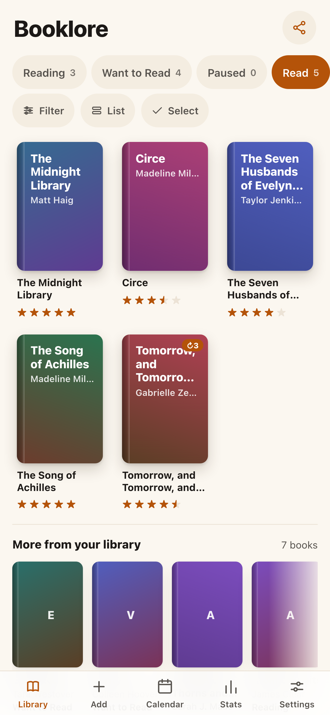 Currently reading shelf with active sessions